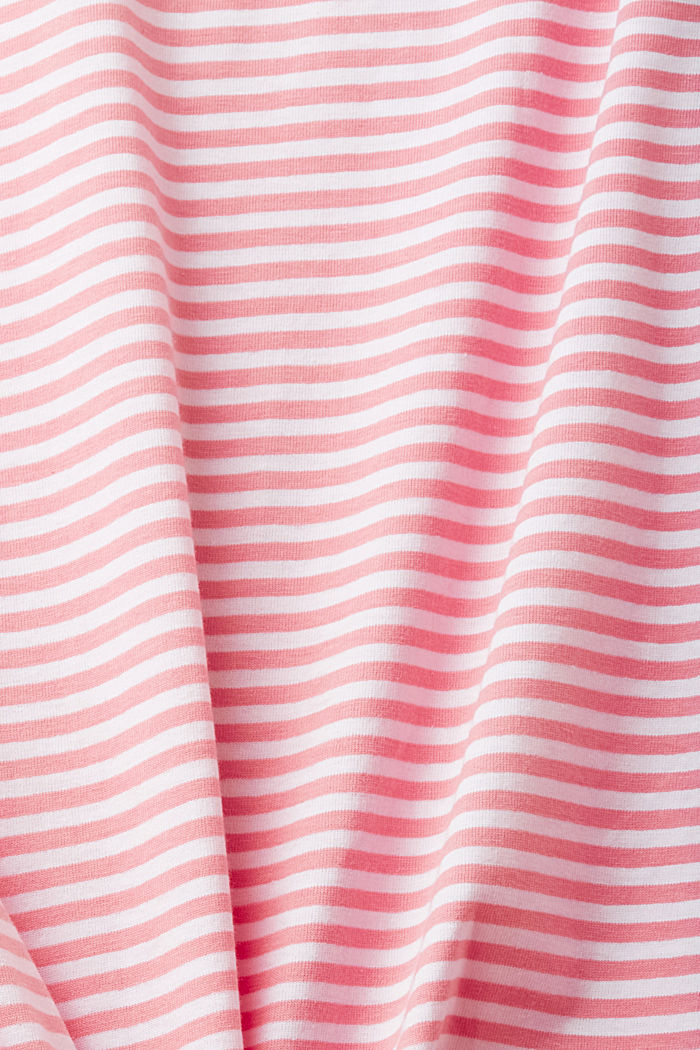 刺繡圖案條紋全棉T恤, 粉紅色, detail-asia image number 4