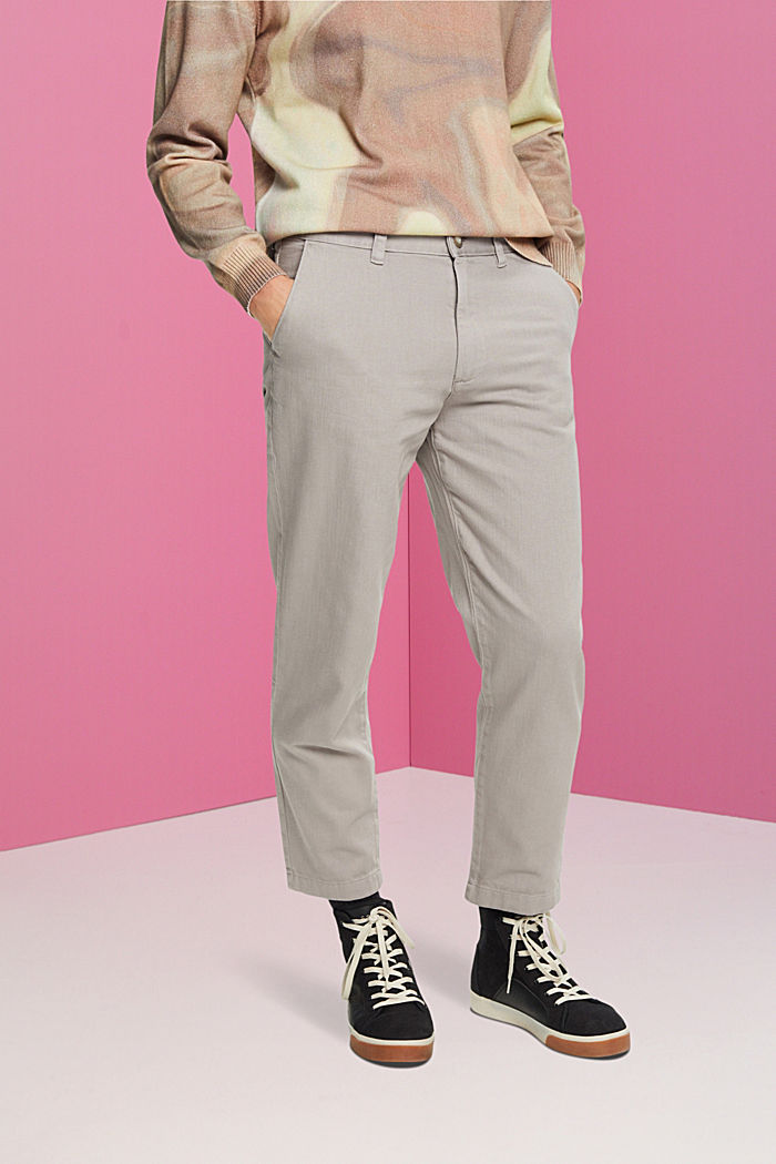 Loose tapered fit cotton trousers, LIGHT GREY, detail-asia image number 0
