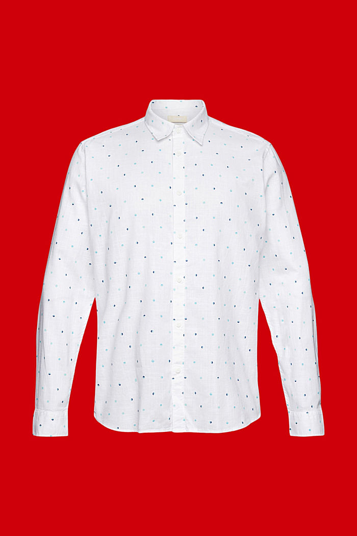 Slub cotton shirt with lunar dot pattern, WHITE, detail-asia image number 5