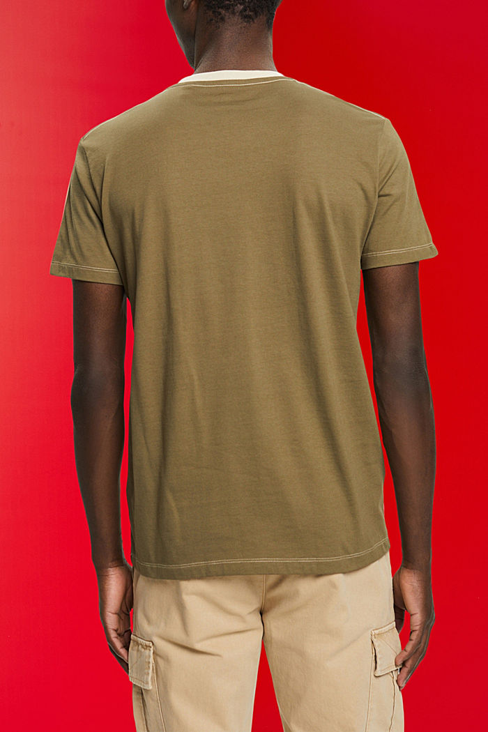 Two-tone cotton T-shirt, LIGHT TAUPE, detail-asia image number 1