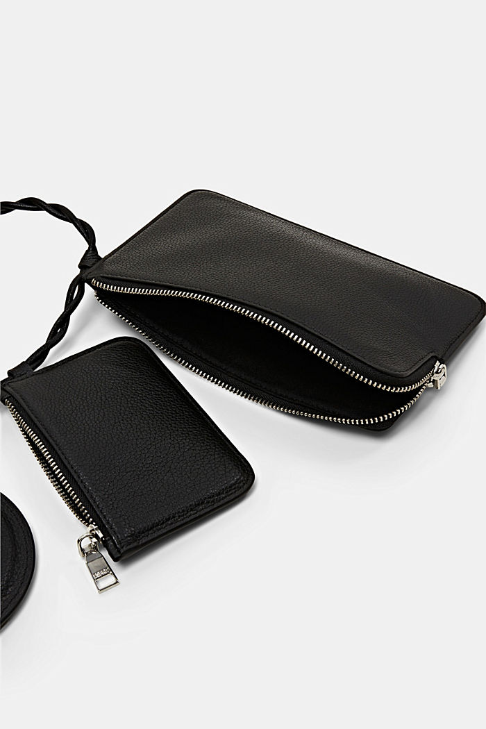 Leather multi-pouch purse, BLACK, detail-asia image number 3