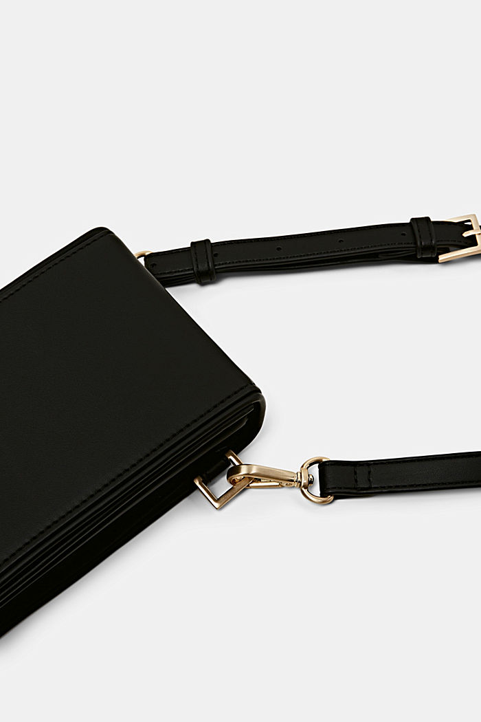 Small faux leather cross body phone bag, BLACK, detail-asia image number 1
