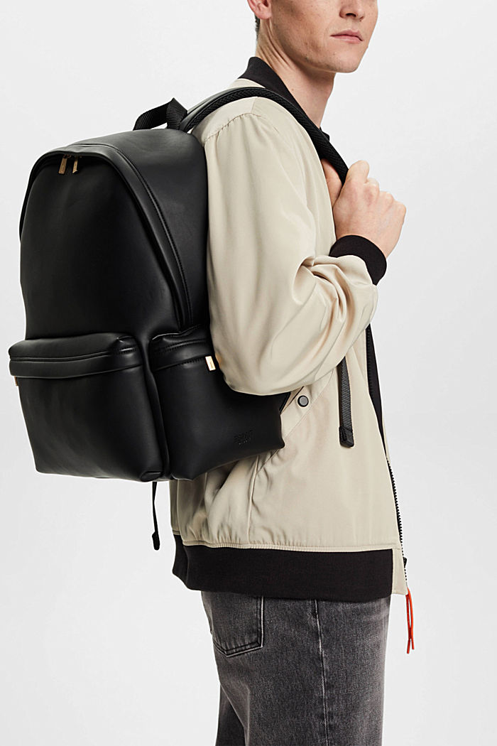 Faux leather backpack, BLACK, detail-asia image number 4