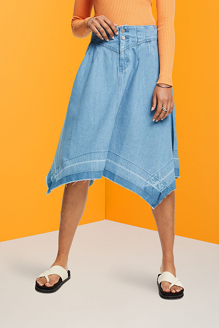Asymmetrical denim skirt, BLUE LIGHT WASHED, detail-asia image number 0