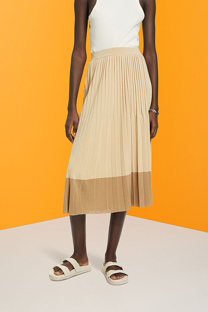 Pleated midi skirt, LIGHT BEIGE, detail-asia image number 0