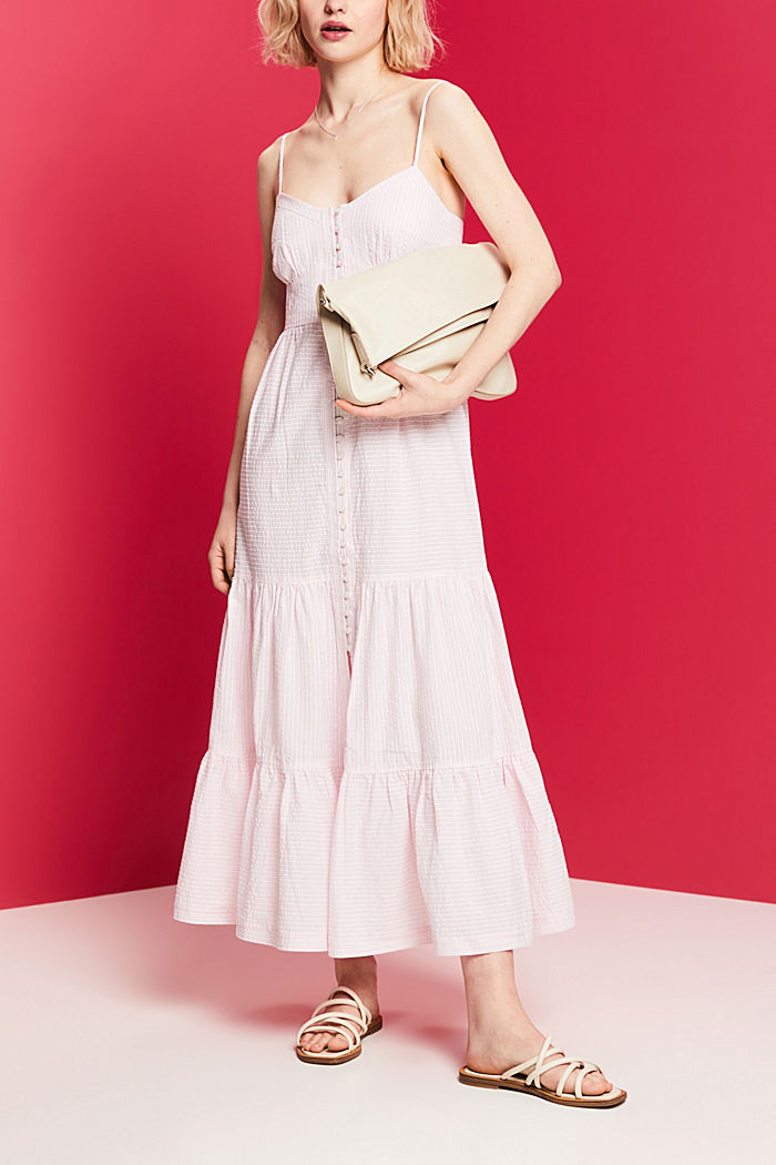Tiered Button Front Maxi Dress, LIGHT PINK, detail-asia image number 1