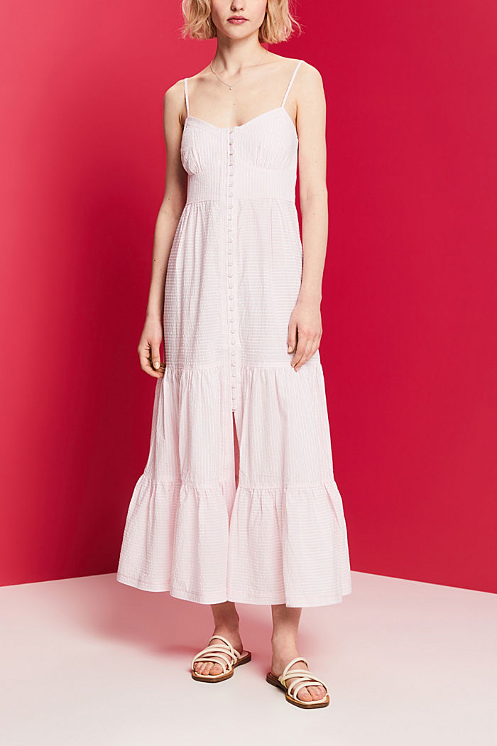 Tiered Button Front Maxi Dress, LIGHT PINK, detail-asia image number 4