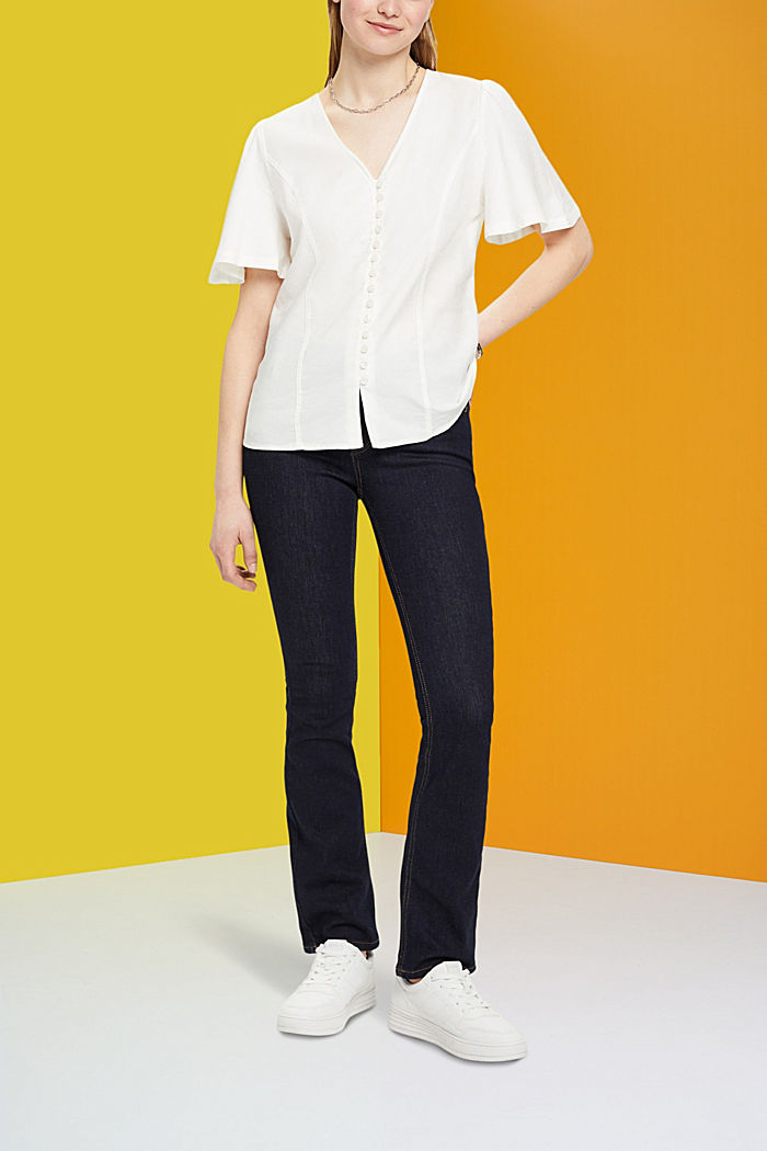 Waisted blouse with buttons, OFF WHITE, detail-asia image number 4