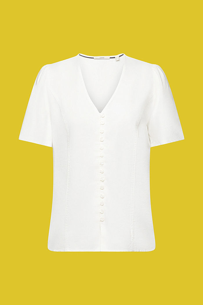 Waisted blouse with buttons, OFF WHITE, detail-asia image number 6
