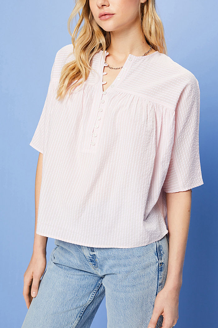 紋理短袖女裝恤衫, 淺粉紅色, detail-asia image number 0