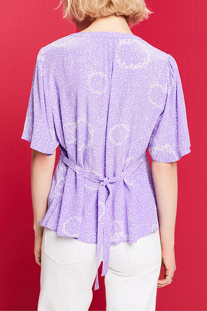 ‌繫帶短袖女裝恤衫, 紫色, detail-asia image number 3