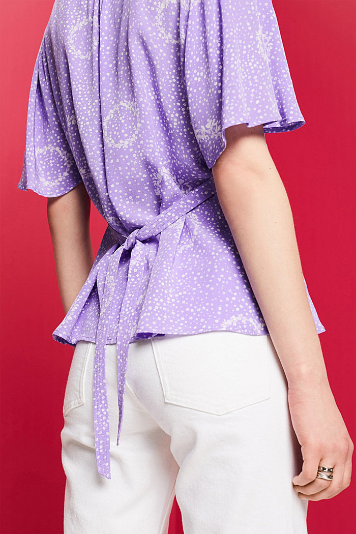 ‌繫帶短袖女裝恤衫, 紫色, detail-asia image number 4