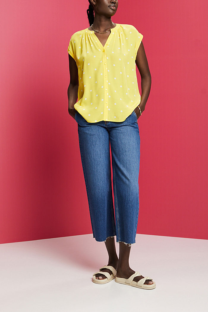 印花短袖女裝恤衫, 淺黃色, detail-asia image number 4