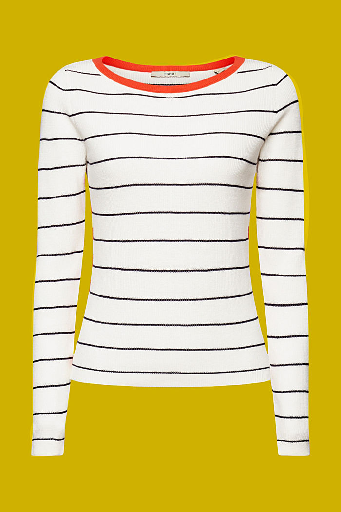 Striped knitted cotton jumper