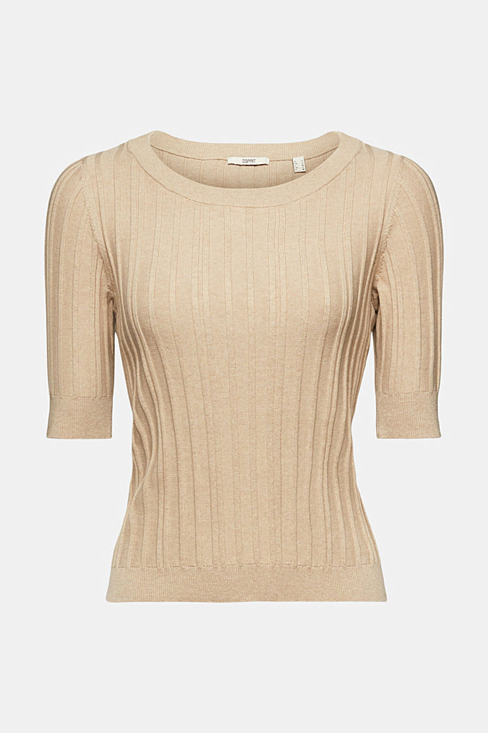Short-sleeved ribbed sweater, SAND, detail-asia image number 6