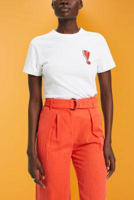 Cotton T-shirt with embroidered heart motif