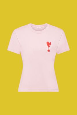 Cotton T-shirt with embroidered heart motif