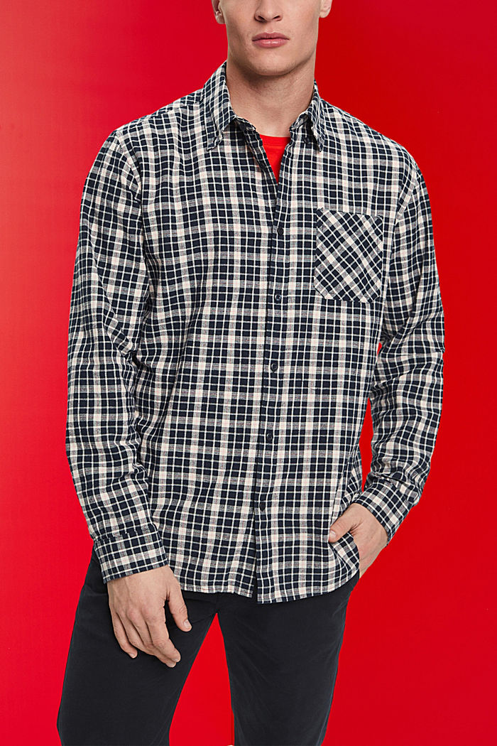 Sustainable cotton chequered shirt, NAVY, detail-asia image number 0