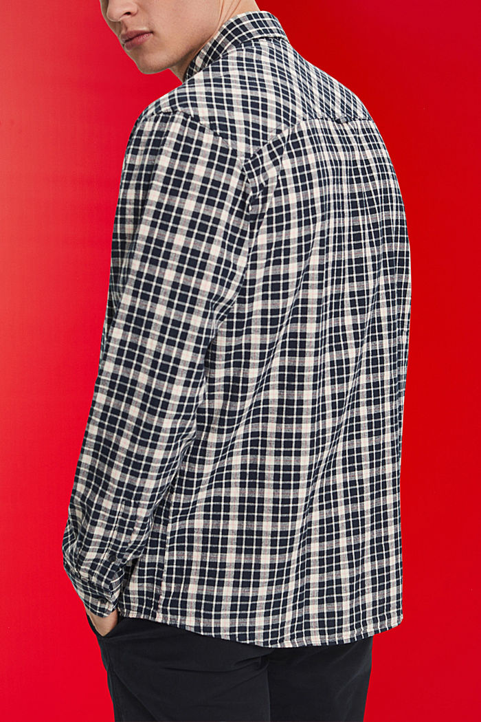 Sustainable cotton chequered shirt, NAVY, detail-asia image number 3