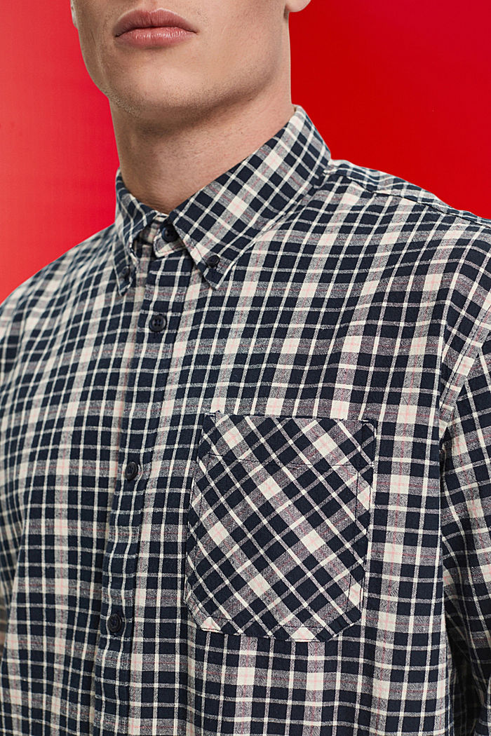 Sustainable cotton chequered shirt, NAVY, detail-asia image number 2
