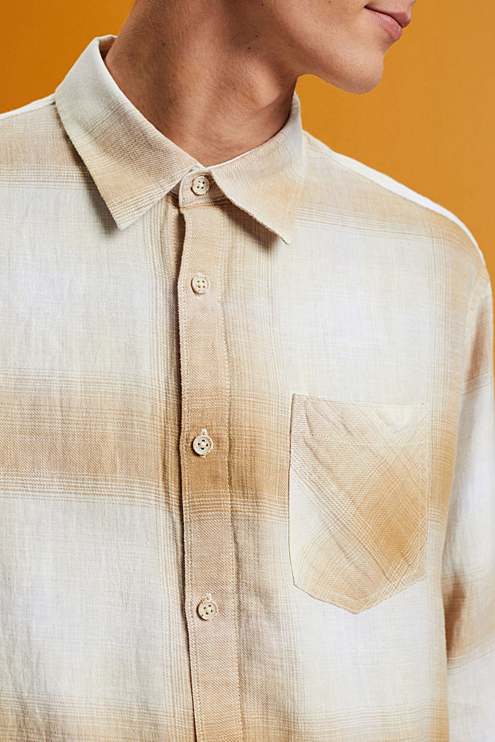 棉麻混紡蘇格蘭格紋恤衫, 冰藍色, detail-asia image number 2