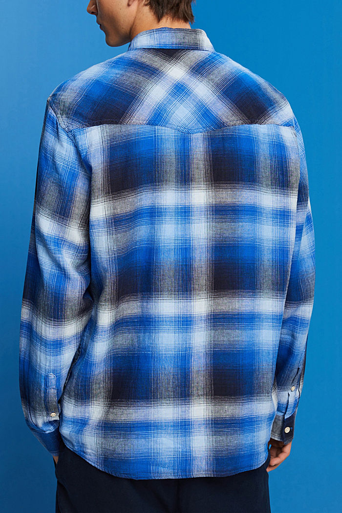 棉麻混紡蘇格蘭格紋恤衫, 藍色, detail-asia image number 3
