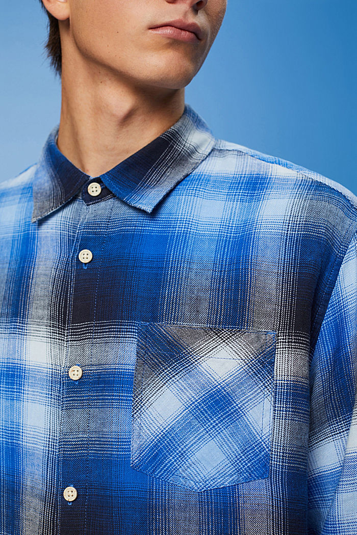棉麻混紡蘇格蘭格紋恤衫, 藍色, detail-asia image number 2