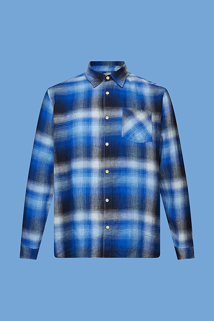 棉麻混紡蘇格蘭格紋恤衫, 藍色, detail-asia image number 6