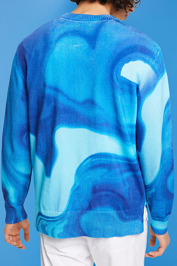 全覆蓋圖案梭織棉質套頭毛衣, 藍色, detail-asia image number 3