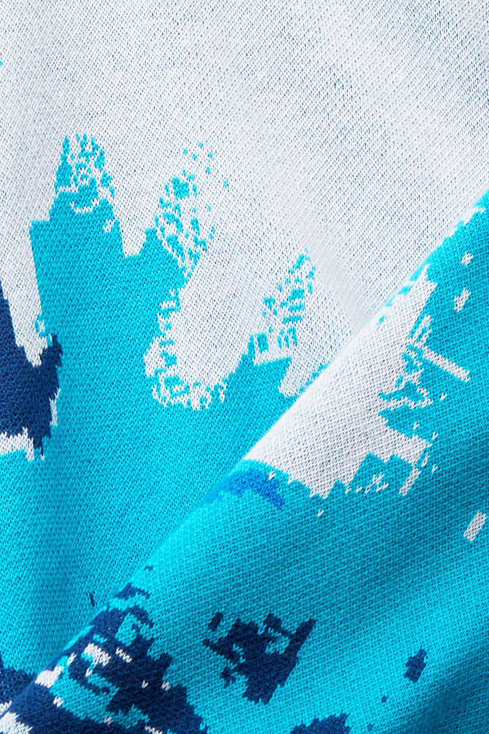 Half-zip jumper with wave pattern, BLUE, detail-asia image number 5