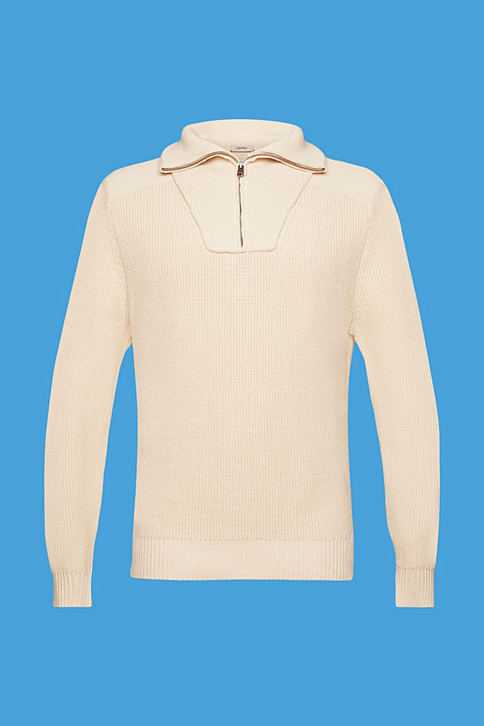 Half-zip knitted jumper, LIGHT TAUPE, detail-asia image number 5