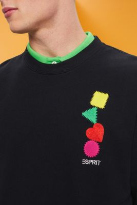 刺繡幾何心形圖案衛衣, 黑色, detail-asia image number 2