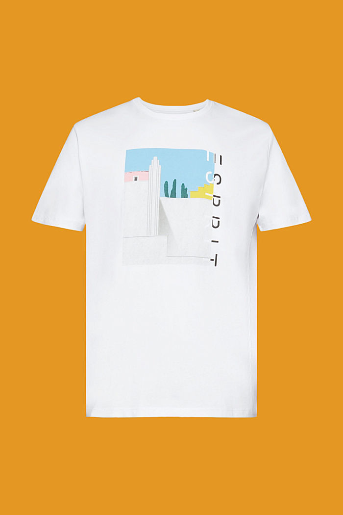 Cotton t-shirt with front print, WHITE, detail-asia image number 6