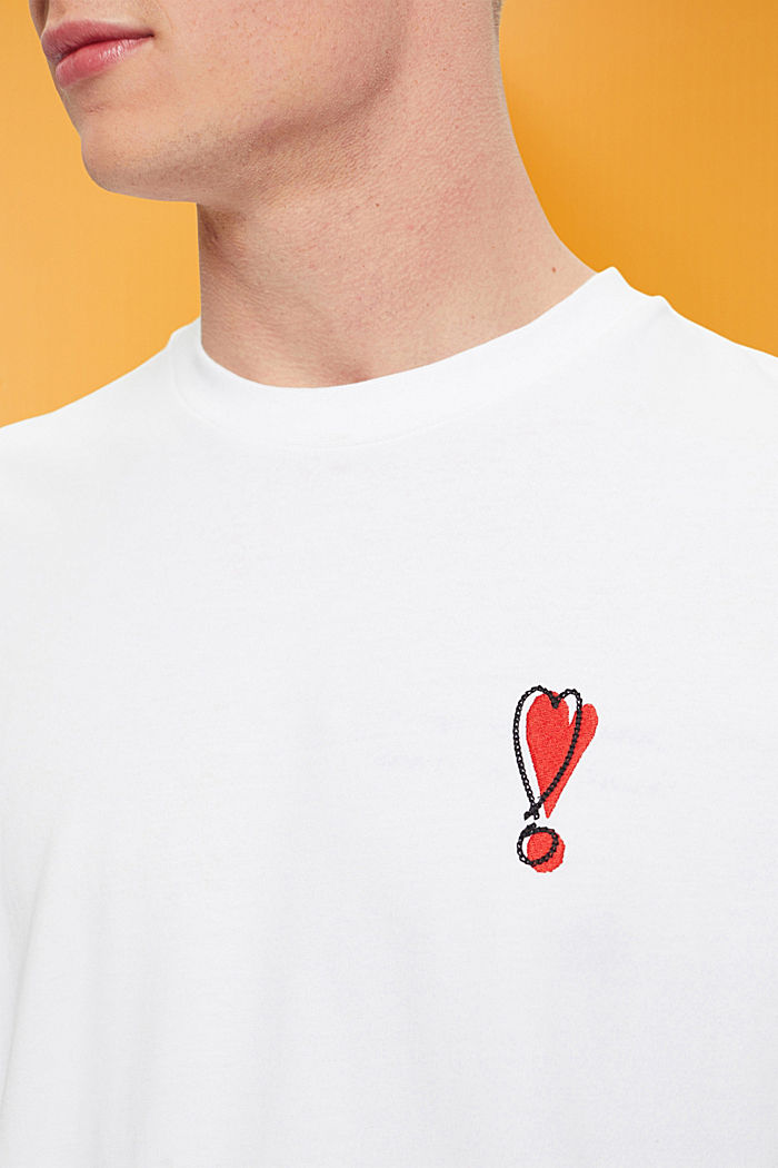 Sustainable cotton T-shirt with heart motif, WHITE, detail-asia image number 2
