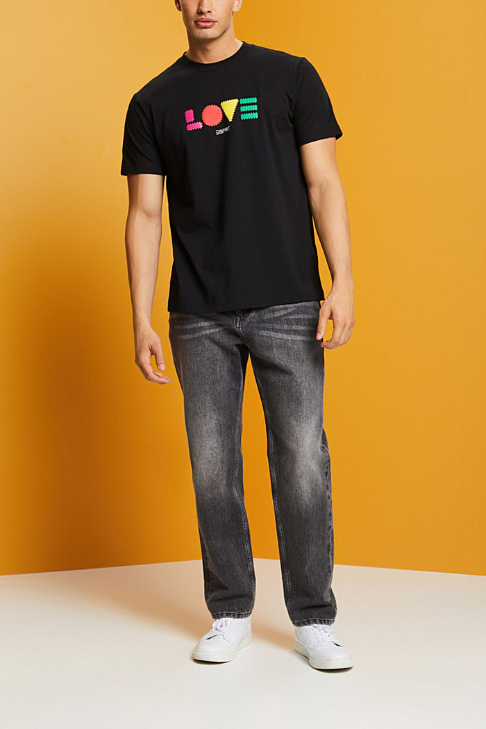 Geometric Print Organic Cotton T-Shirt, BLACK, detail-asia image number 4