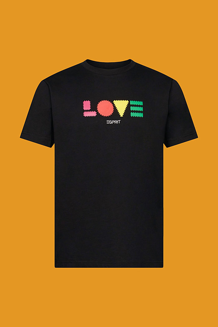 「LOVE」字樣幾何印花有機棉T恤, 黑色, detail-asia image number 6