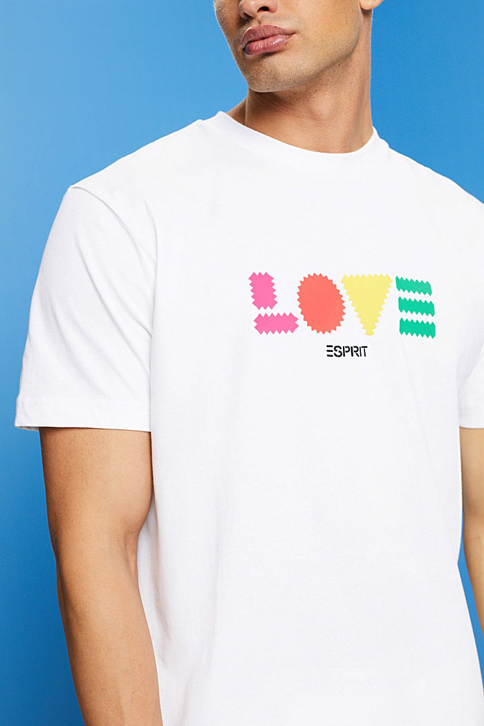 「LOVE」字樣幾何印花有機棉T恤, 白色, detail-asia image number 2