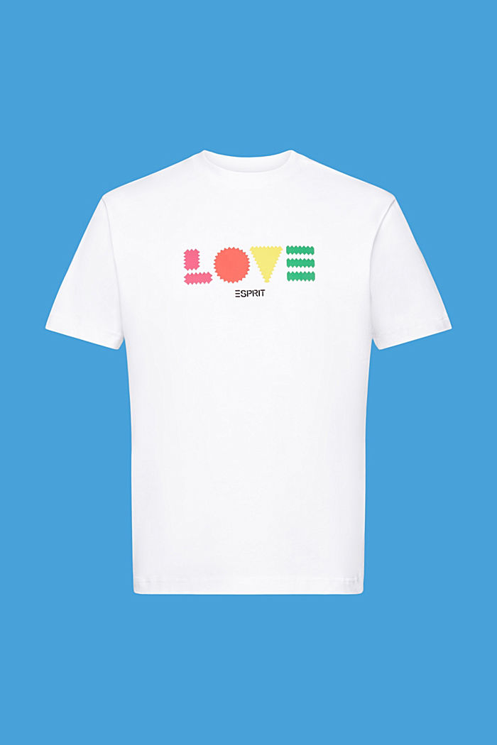 「LOVE」字樣幾何印花有機棉T恤, 白色, detail-asia image number 6