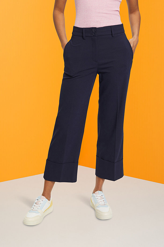 Cropped twill trousers, NAVY, detail-asia image number 0