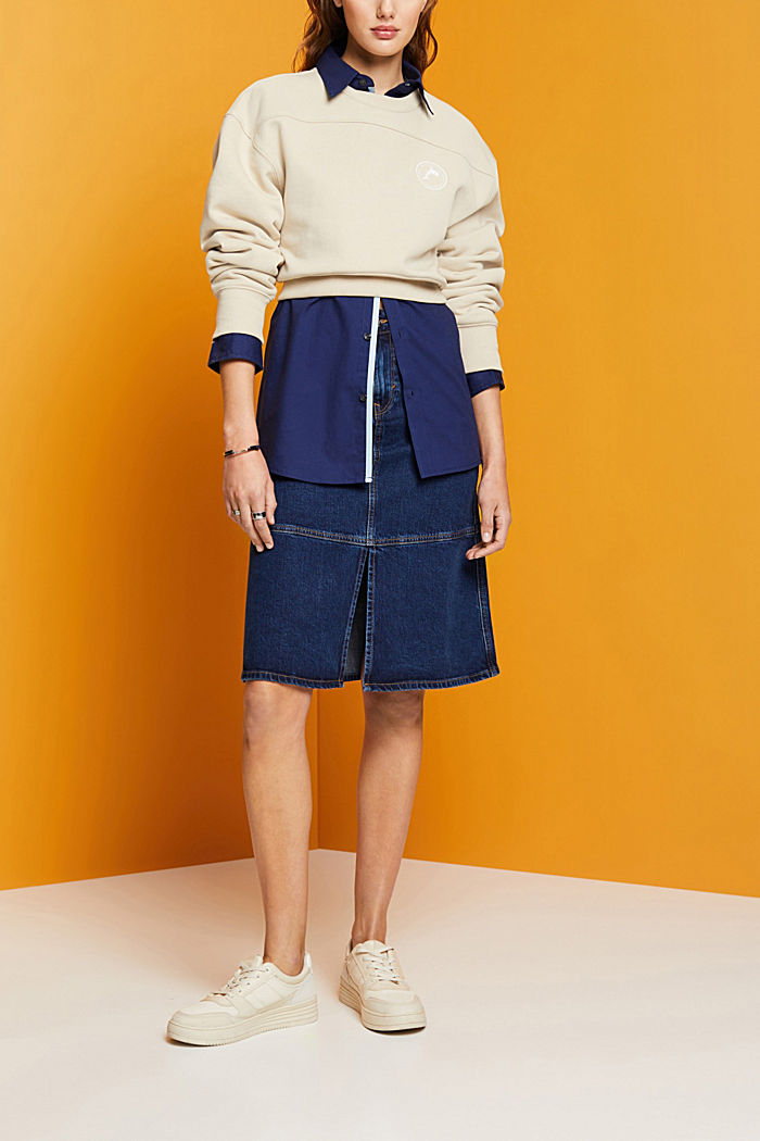 Knee-length denim skirt, BLUE MEDIUM WASHED, detail-asia image number 1