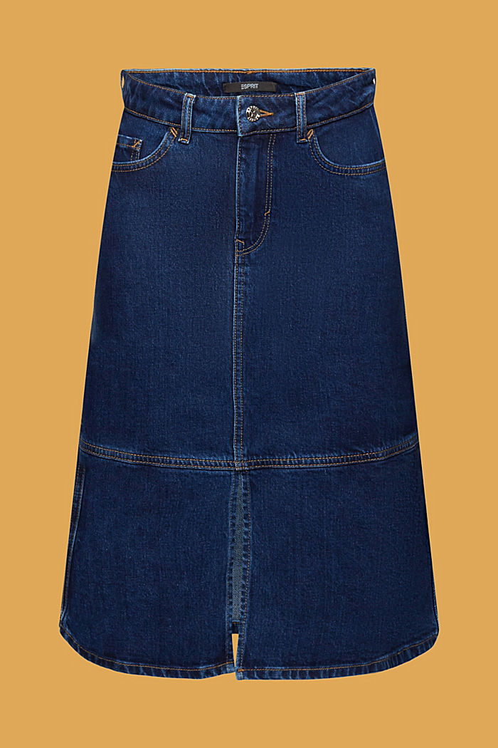 Knee-length denim skirt, BLUE MEDIUM WASHED, detail-asia image number 6
