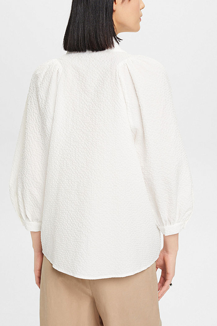 Seersucker blouse with puffy sleeves, OFF WHITE, detail-asia image number 3