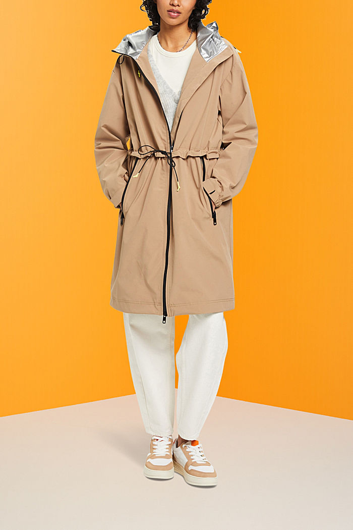 Rain coat with drawstring hood, CAMEL, detail-asia image number 1