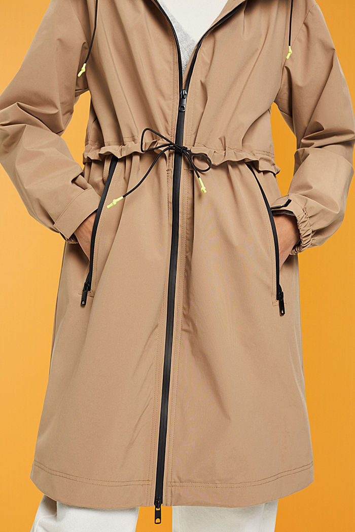 Rain coat with drawstring hood, CAMEL, detail-asia image number 2