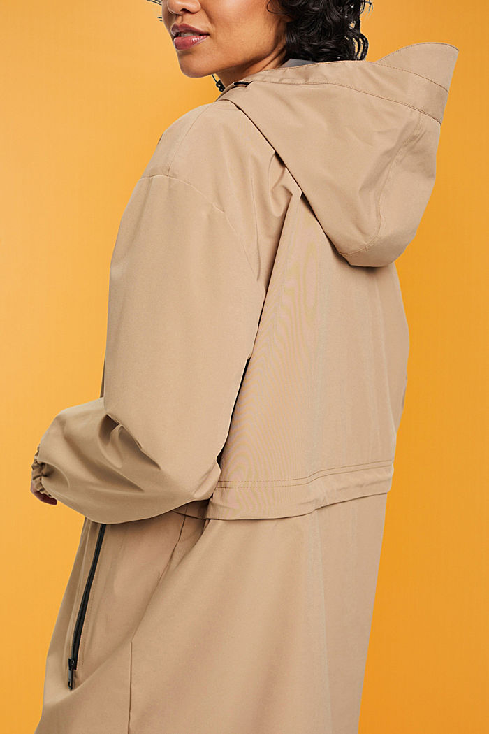 Rain coat with drawstring hood, CAMEL, detail-asia image number 4