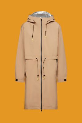 Rain coat with drawstring hood