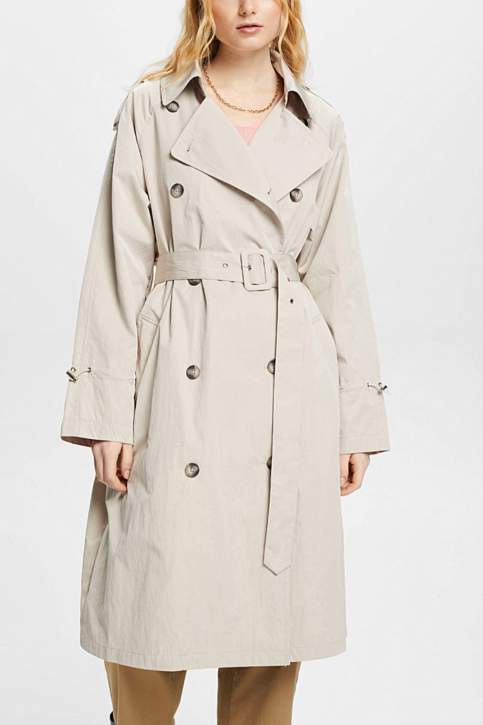 Double-breasted trench coat, LIGHT TAUPE, detail-asia image number 0