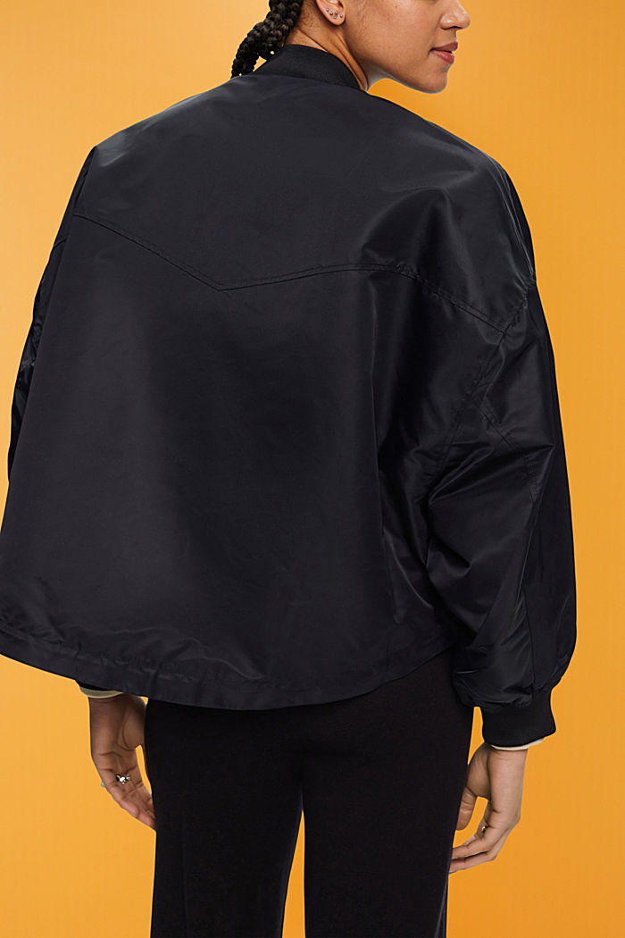 오버사이즈 봄버 재킷, BLACK, detail-asia image number 1