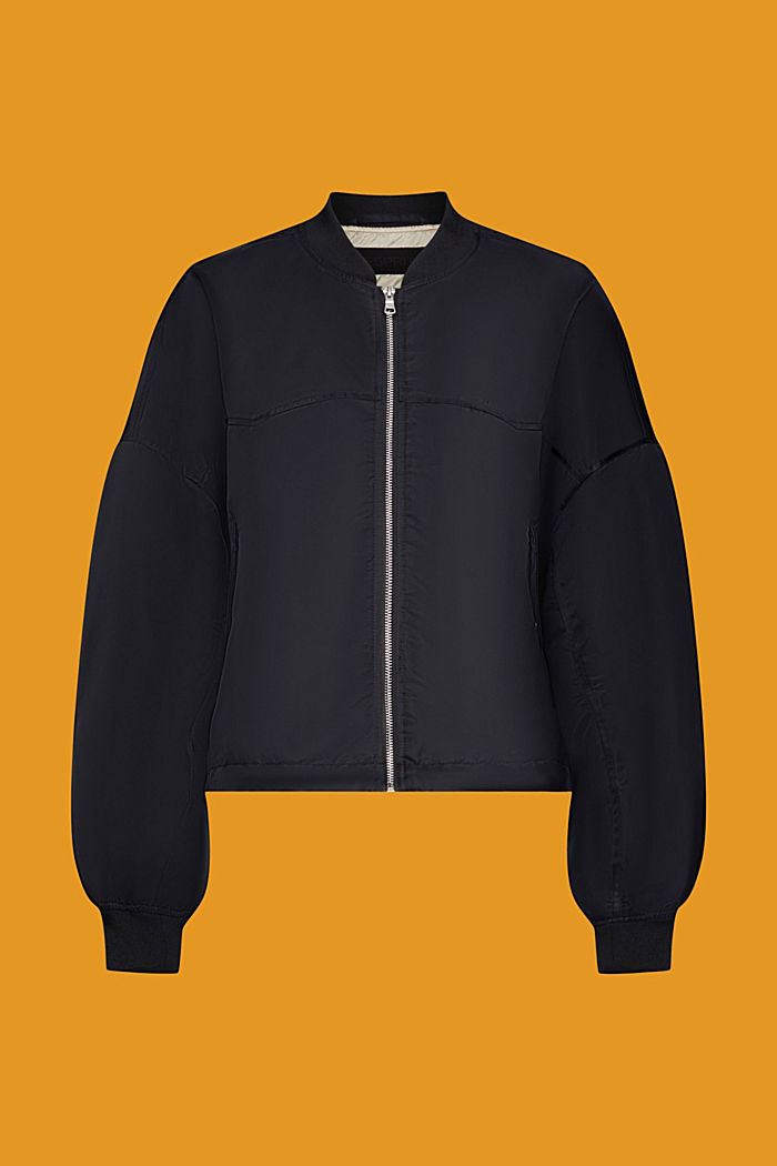오버사이즈 봄버 재킷, BLACK, detail-asia image number 6