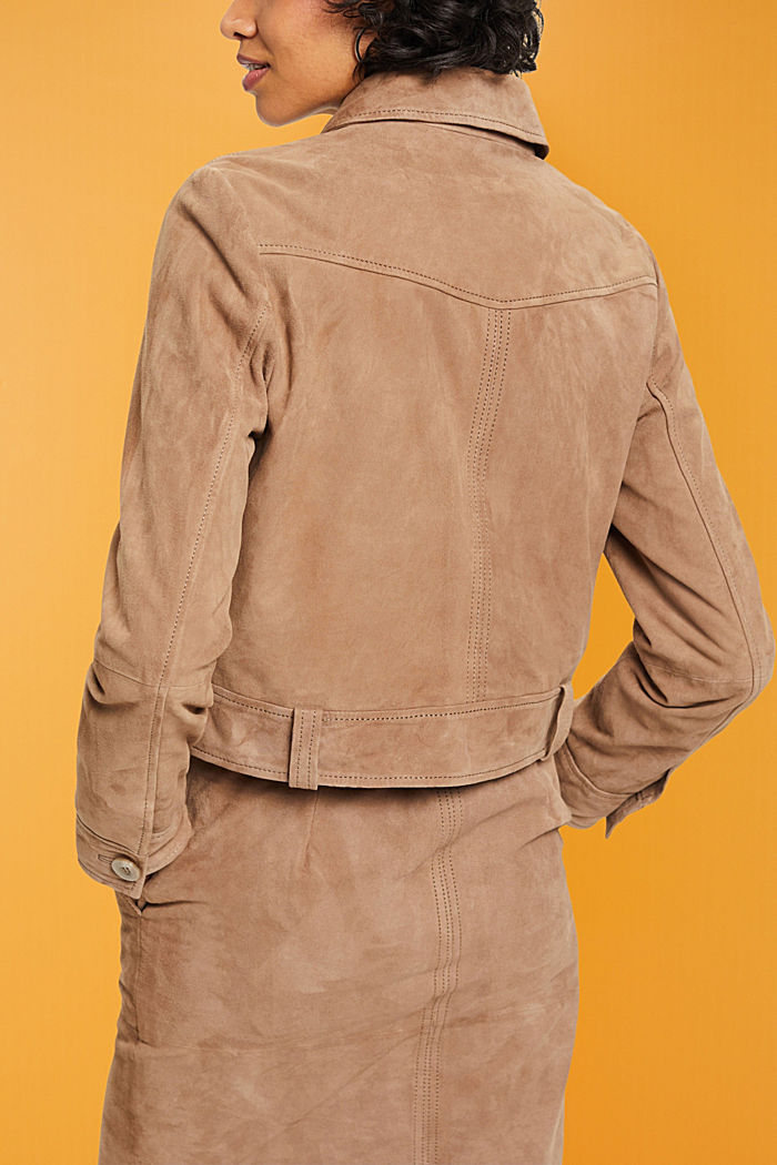 Suede leather jacket, TAUPE, detail-asia image number 1